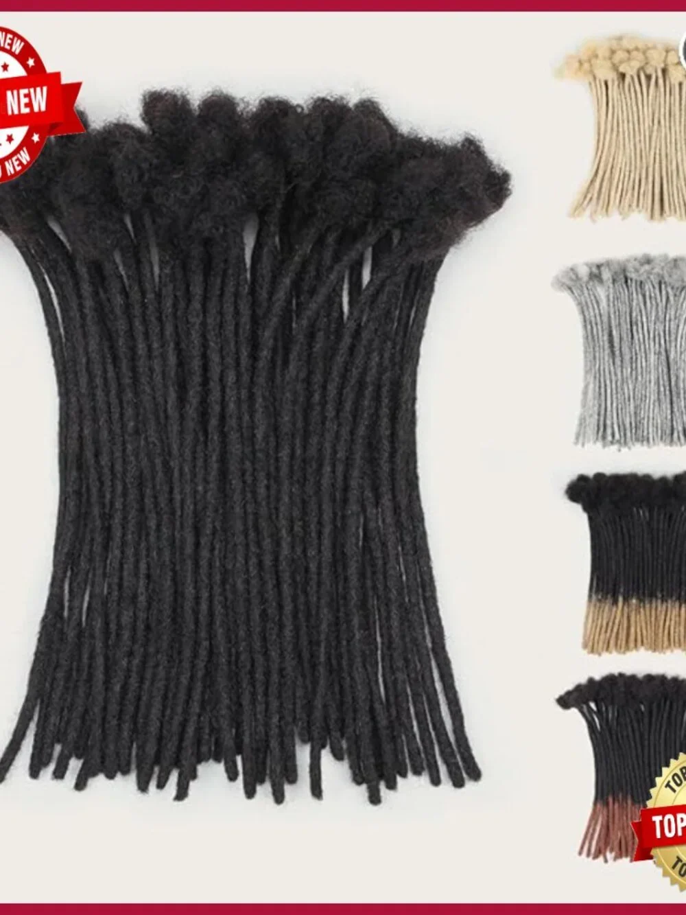 10 Inch Human Hair Dreadlock Extensions, 40 Strands, Handmade, Dyeable